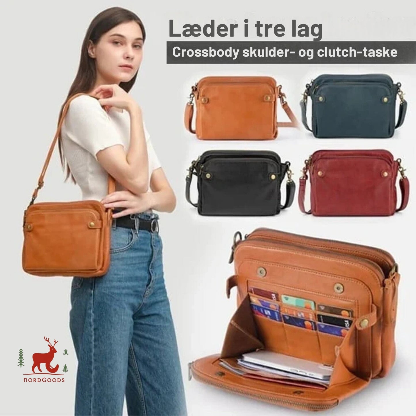 ❄️Vinterudsalg 🎁- Nordlys Crossbody Leather Shoulder Bag